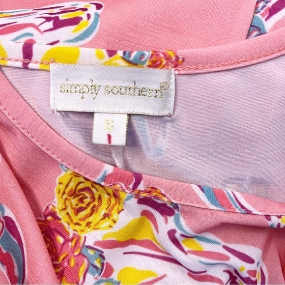 Simply SOUTHERN Floral Tassel Dress Size Small in Boho Bull Cow Pink Print - Picture 11 of 14